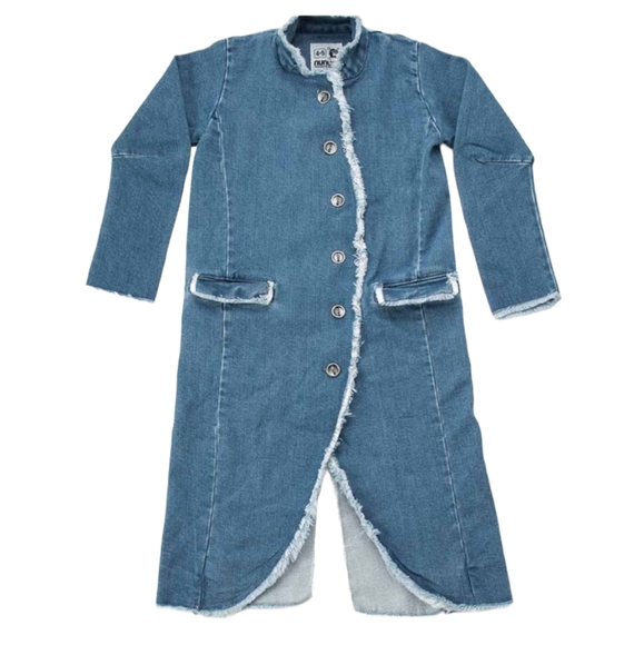 NUNUNU Kids Unisex DENIM MILITARY COAT SIZE 8/9 - Picture 1 of 13